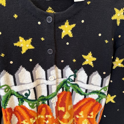 Design Options By Philip & Jane Gordon Halloween pumpkin design Sweater Cardigan - Picture 6 of 7