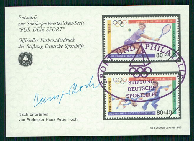 GERMANY SPORTS AID OLYMPIC COMMITTEE S/S UNISSUED DESIGNS TENNIS