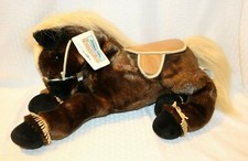 Animal Alley Brown Plush Horse Pony, Floppy, 20  , Saddle  Fringe Stuffed w/Tag