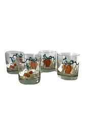Set Of 4 Vintage International Marmalade Double Old Fashion Glasses Geese