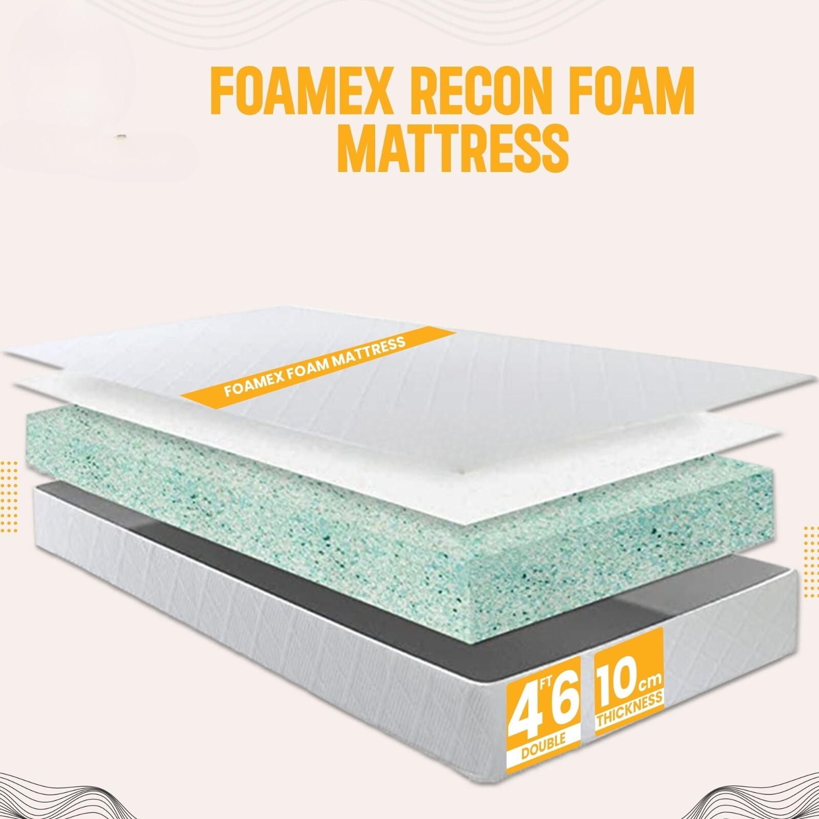 FOAMEX RECON Foam Mattress, FIRM UK Size 10 cm 4FT6 (135 x 190cm) eBay