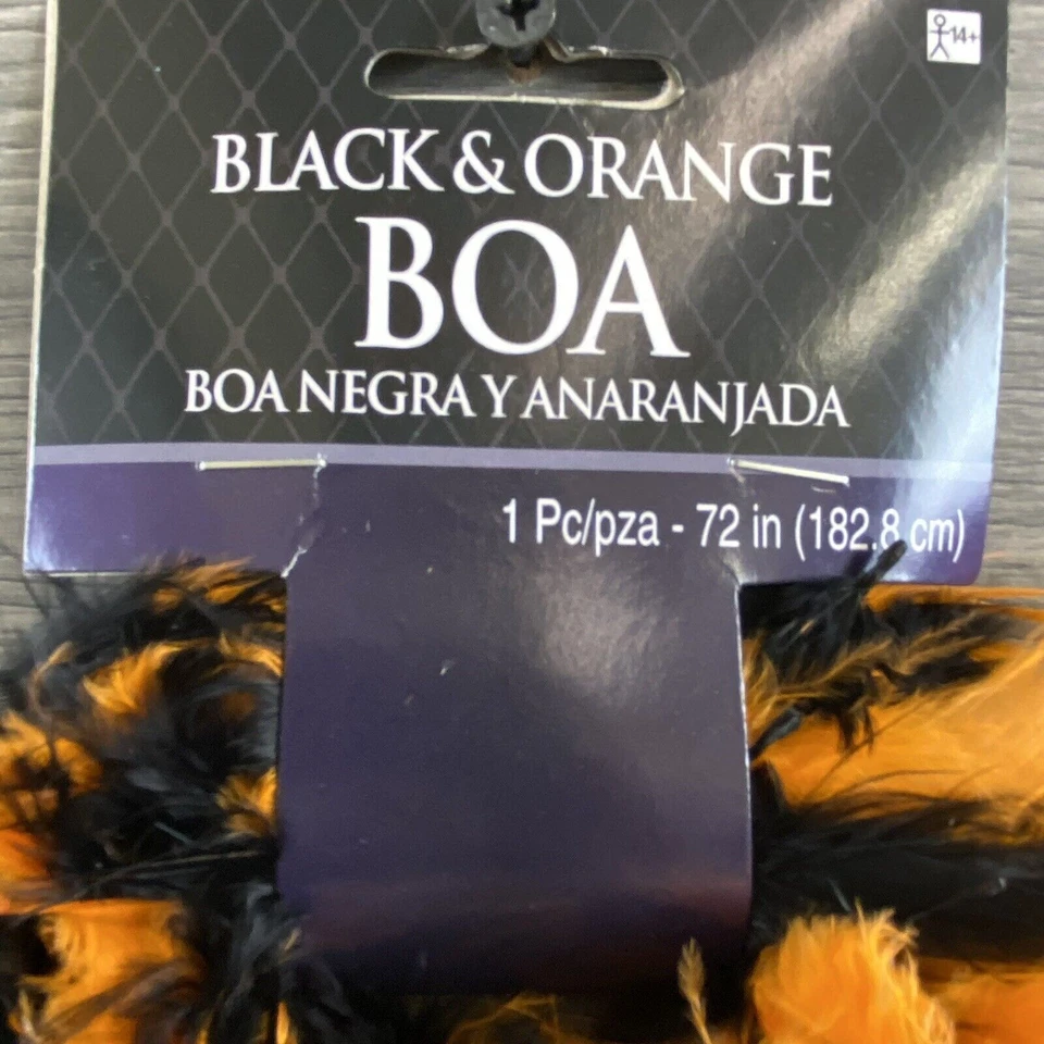 Black & Orange Feather Boa Halloween Costume Dress Up Cosplay Accessory Fancy - Image 2 of 4