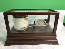 Antique Taylor Cyclo Stormograph Recording Barograph, Wood & Glass