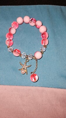 Beautiful Handmade DIY Acrylic Bead Bracele Pink Starfish 