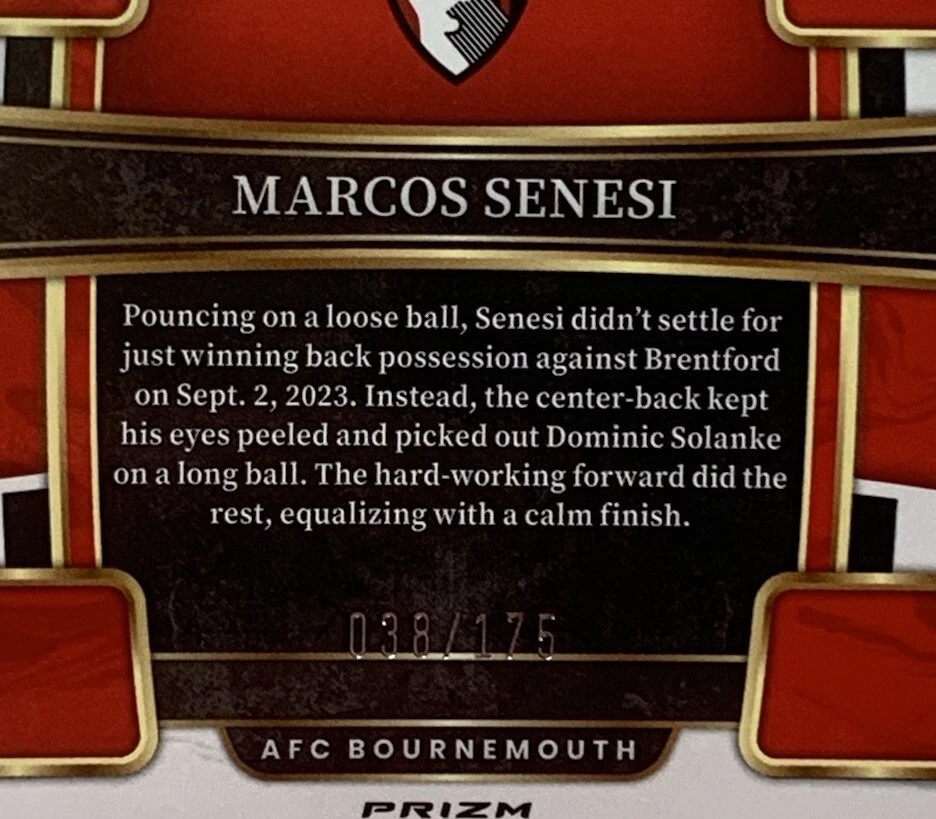 2023-24 Panini Select Premier League Soccer Marco Senesi Camo Terrace Prizm /175 - Image 3 of 3