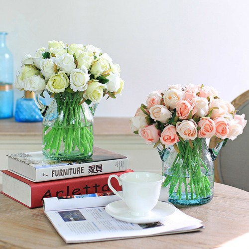 12 Head Artificial Silk Rose Bridal Bouquet Party Home Wedding Decor Cozy Winter - Picture 4 of 26
