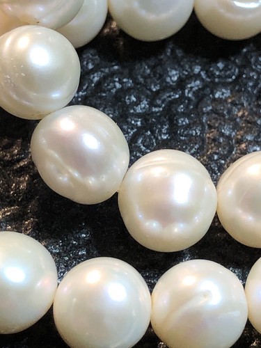 Estate 16” 8.7mm-10mm Pearl Necklace Nacre Creamy,Pink Yellow Hues Weight 44.54g - Picture 6 of 21
