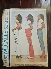 1976 McCall's 5013 Sewing Pattern Misses Cigarette Pants Size 12