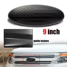 9" For Ford F150 F250 F350 Front Grille Emblem Tailgate Black US Flag Oval Badge