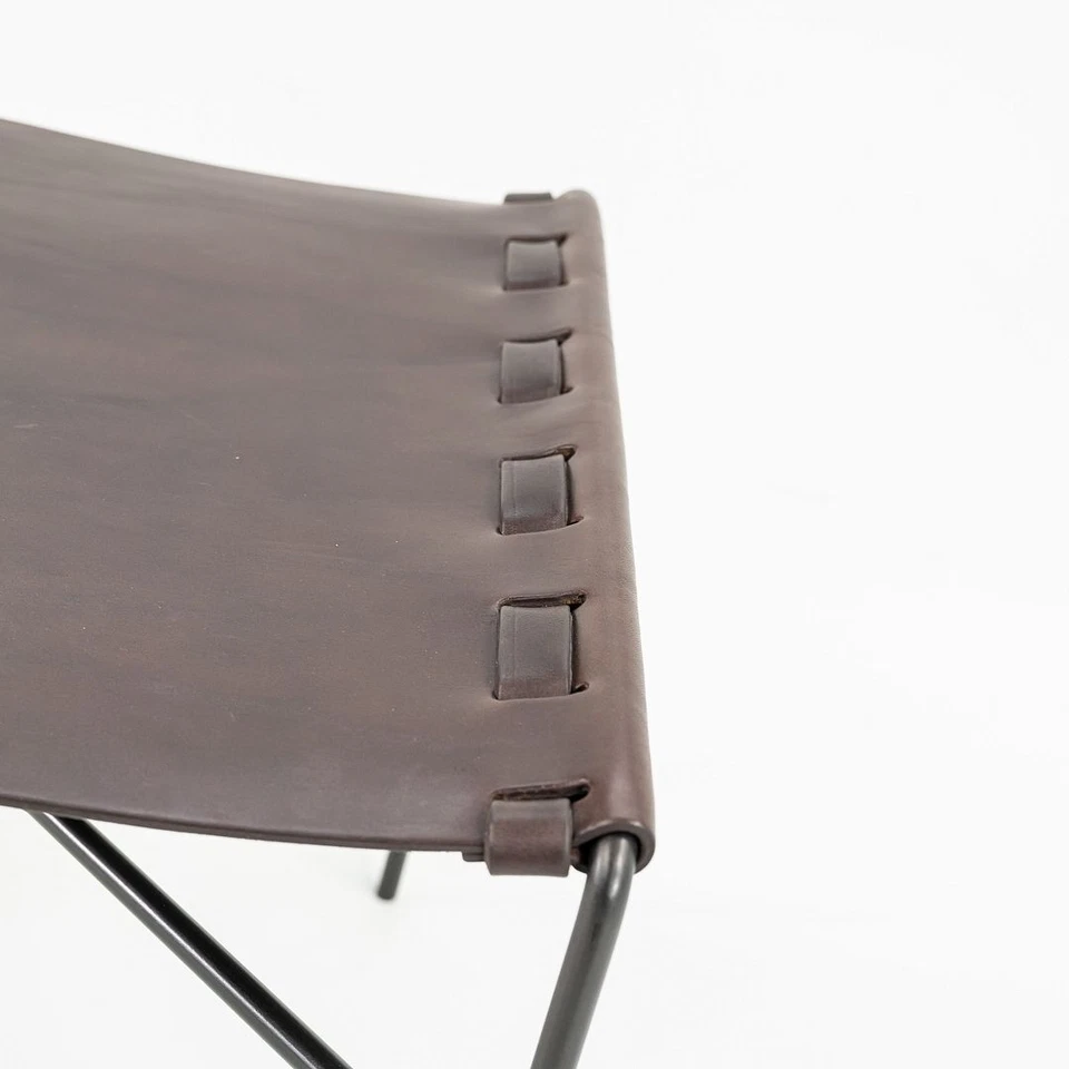 Gratz Industries TG-19 Ottoman in Dark Brown Leather w/ Blackened Frame Laverne - Image 2 of 4