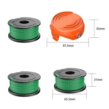 3pcs - Trimmer Spool Line + Cap For Black & Decker GL8033 GL9035 A6486 GL7033
