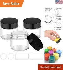 Compact 3 Pack Glass Jars with Black Lids Airtight for Skincare Crafts