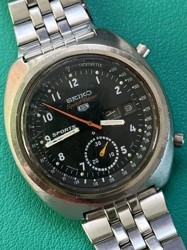 Vintage 1970 Seiko 5 SpeedTimer 6139-7010 Chronograph Kanji Day Automatic Runs