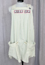 Japanese Cross Back Apron Women's One Size Upcycled 'Rise Up' Motivational Sewn