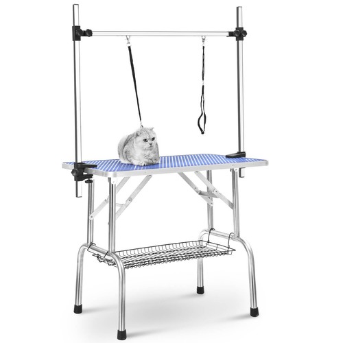 Image showcasing Stainless Steel Folding Dog Pet Grooming Table Heavy Duty Grooming ...