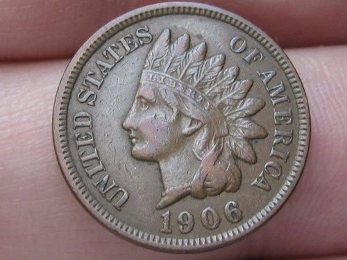 1906 Indian Head Cent One Penny, Full LIBERTY, Diamond, XF Details