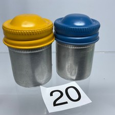 2 VTG Lot Kodak 35mm Film Roll Embossed Container Metal Tin Can Canister multi