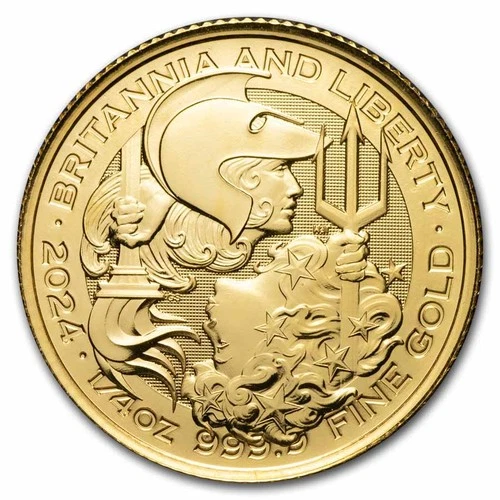 2024 Great Britain 1/4 oz Gold Britannia & Liberty BU Coin