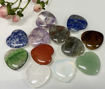 Wholesale Lot 12 Pcs 30mm Mixed Crystal Heart   Healing Energy