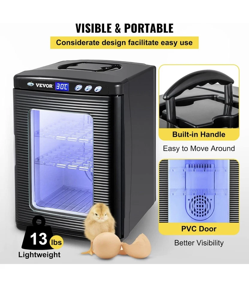 Incubadora de reptiles negros Happybuy 25L incubadora de laboratorio científico incubadora digital... Foto 4 de 4