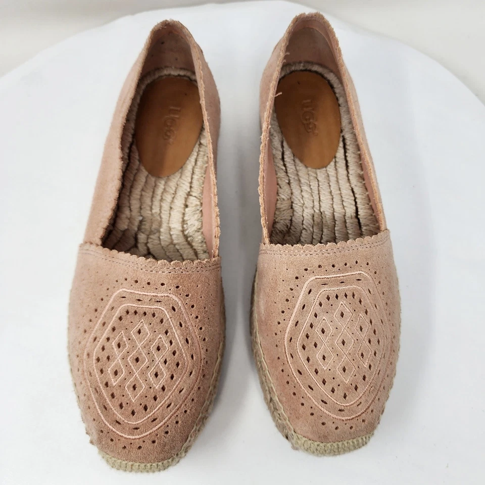 Alpargata UGG Australia Heidi Mujer 7 Rosa Bronceado Gamuza Geométrica Perforada Foto 3 de 4