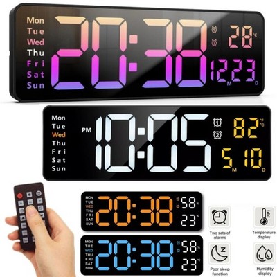 16inch BIG DIGITAL LED CLOCK WALL MOUNT LARGE NUMBERS TIMER DATE TEMPERATURE US