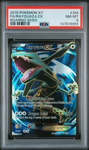 2015 POKEMON XY ROARING SKIES #104 FULL ART/RAYQUAZA EX PSA 8
