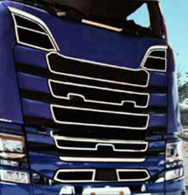 10 Stück Frontgrill Einfassungen Bezüge für Scania S 2016+ Ohne DRLS Edelstahl