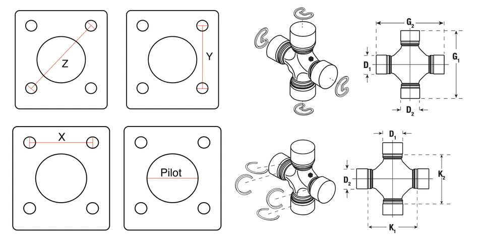 Yugo de brida de eje de transmisión SPICER 2-2-1379 .484 - PERFORADO - 3,005 x 3,005 1310 Ford Foto 2 de 2