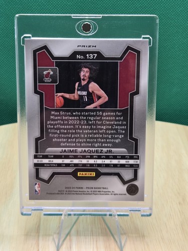2023-24 Prizm Basketball Jaime Jaquez Jr #137 Silver Prizm RC Miami Heat NBA 🔥 - Picture 2 of 3