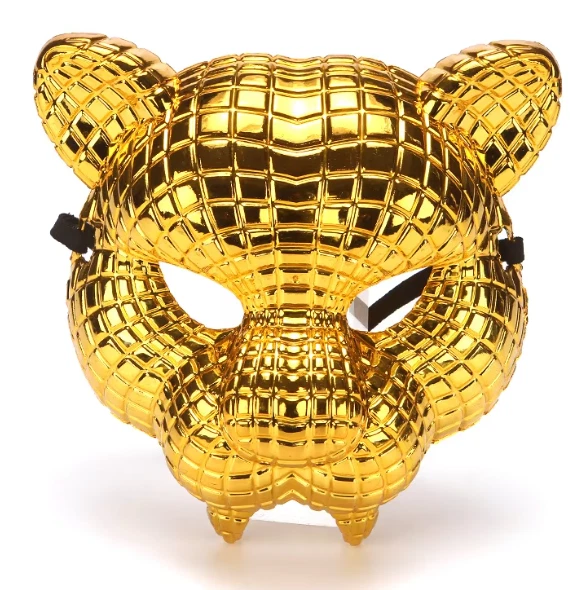 Gold Tiger Mask Masquerade Golden VIP Costume Bling Gangster Disco Shiny