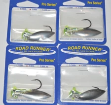 4 packs blakemore road runner 1/8oz pro series willow blade chartreuse silver