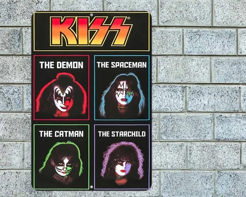 Kiss Band Sign Aluminum Metal 8"x12" Garage Man Cave Classic Rock Concert