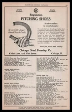 1924 Chicago Steel Foundry Regulation Pitching Shoes Vintage Print Ad