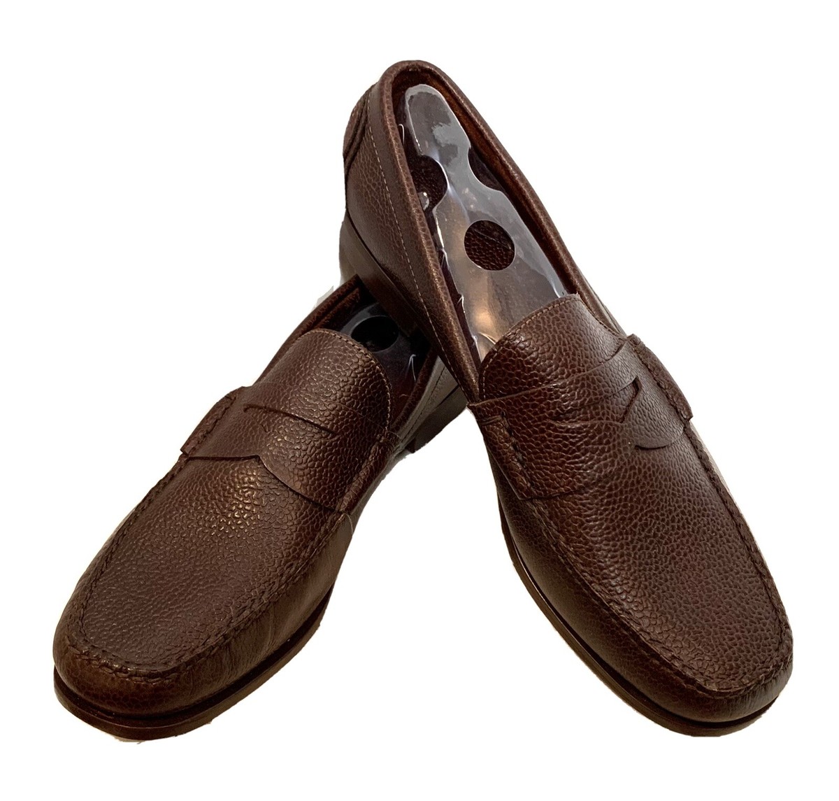 NEW Cole Haan Handsewn Brown Pebbled Leather Penny Loafers  display picture 2