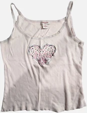 Guess Tank Top Pink Heart Bling Rhinestones Y2K 90's Vintage Large