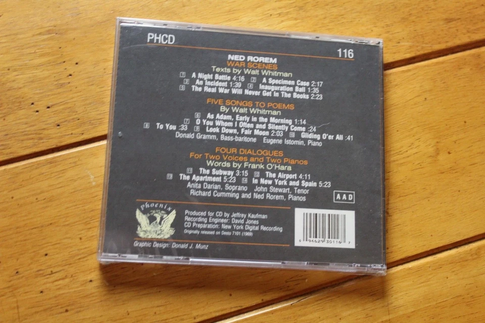 NED ROREM "WAR SCENES" WALT WHITMAN FRANK O'HARA [NEW SEALED] [111A] Foto 2 de 4