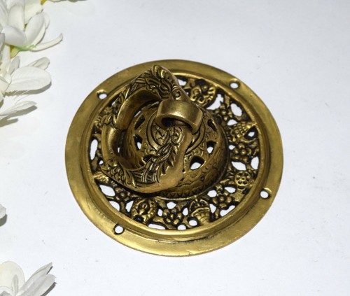 Brass Chinese Door Bell With Nepali Zodiac Sign Engraving Tibetan Knocker EK556 - Picture 3 of 7