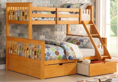 Pine Double Bunk Beds With Drawers Triple Sleeper (available in  colours) UK