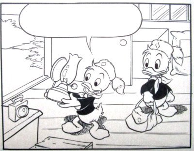 1980s UNCLE SCROOGE WALT DISNEY PRODUCTION cel COMIC STRIP ART DRAWING camping