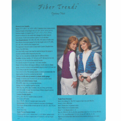 Fiber Trends Options Vest, Knitting Pattern Sheet No. 455, 1998, 2 Lengths