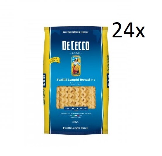 24X Pasta De Cecco 100% Italienisch Fusilli Lunghi Bucati N. 5 Nudeln 500G-image