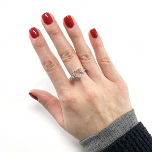 Ring Semi-Mount Heart Shape 9mm In 14k White Gold With Diamond Accents (50254) - Picture 7 of 7