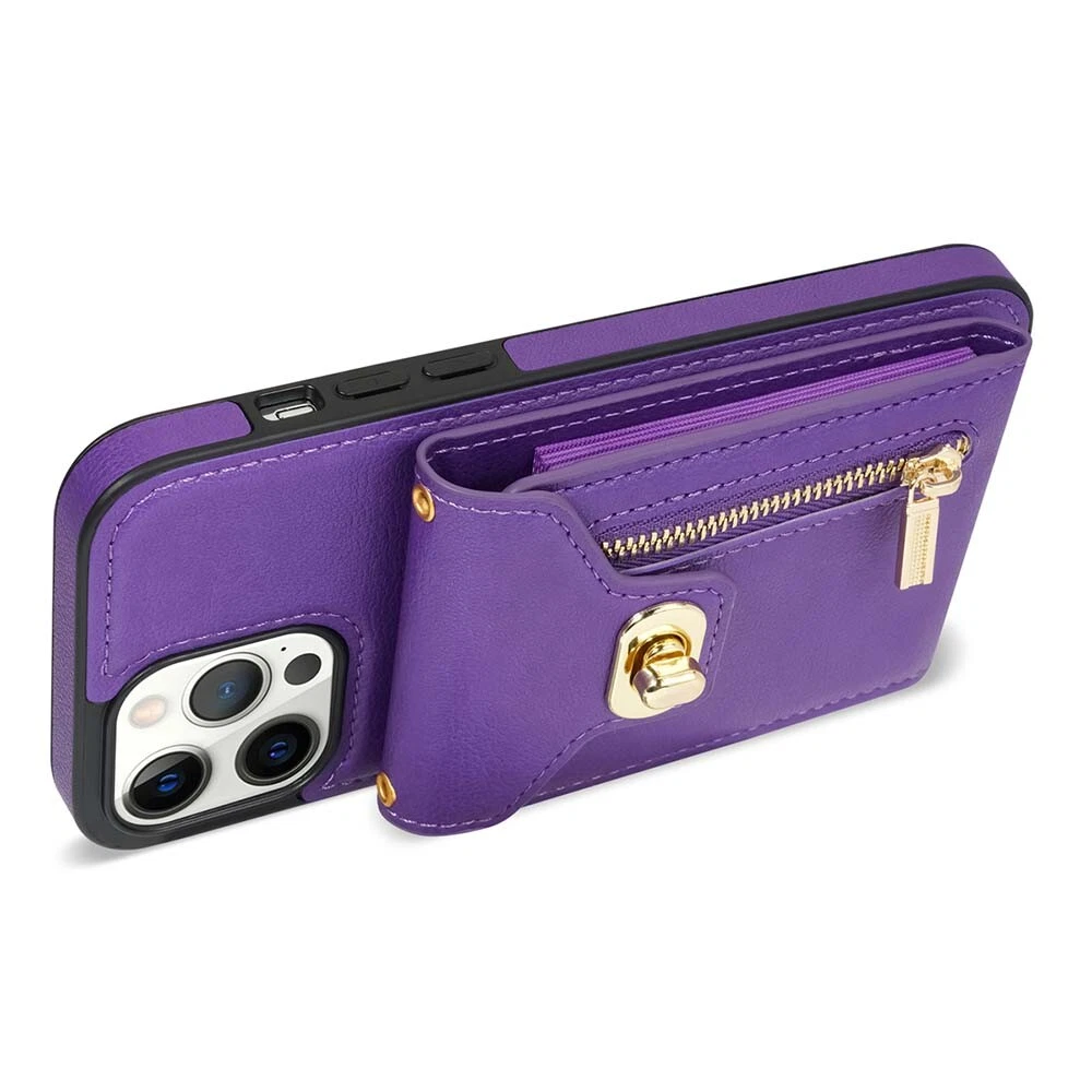 Leather Phone Wallet Case for iPhone 15 Pro Max 14 13 12 with Crossbody Strap