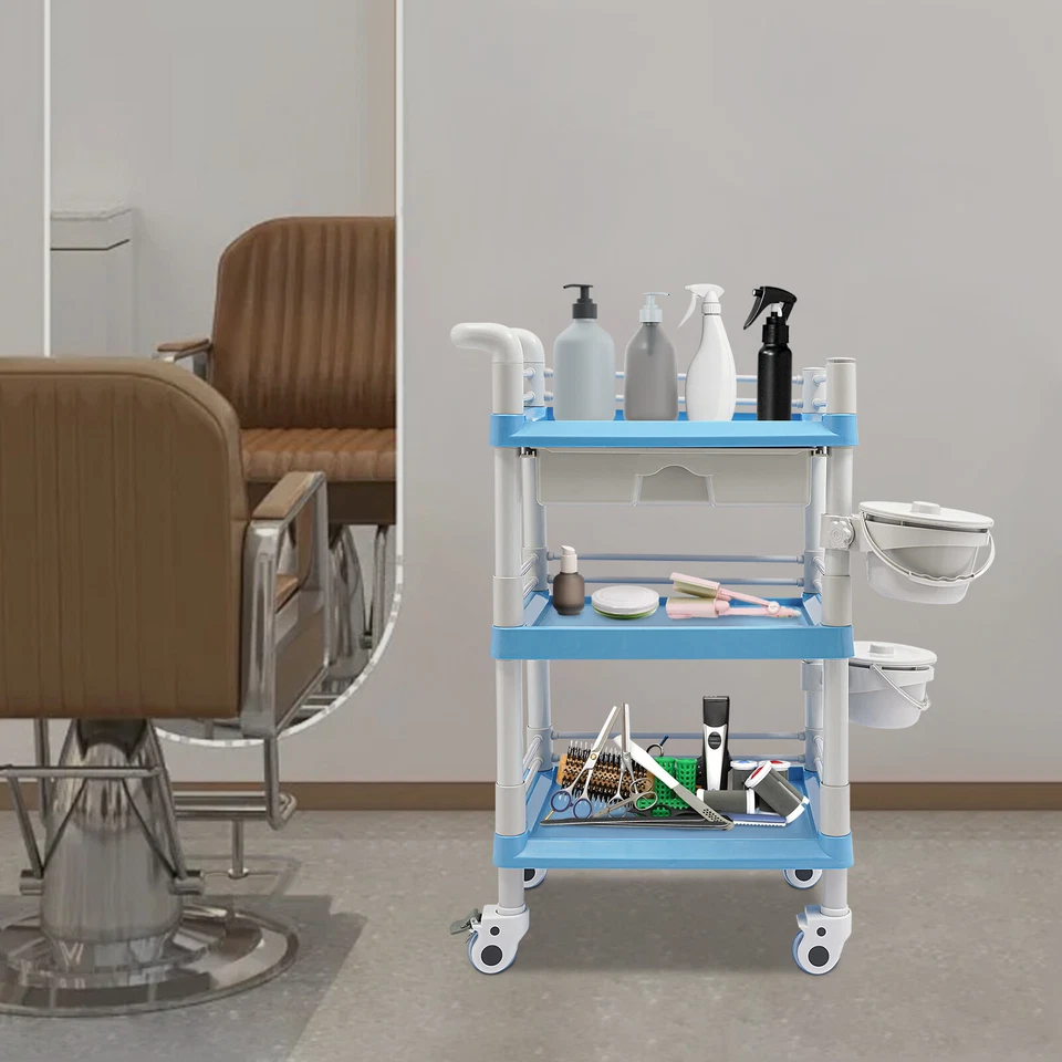 Carro de almacenamiento de salón de 3 niveles organizador de belleza móvil carro de almacenamiento móvil ﻿ Foto 4 de 4