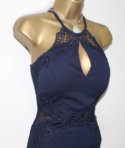 Lipsy Navy Maxi Dress Size 16 Evening Party Occasion Wedding Prom Cocktail Gown - Picture 12 of 20