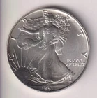 1991 WALKING LIBERTY AMERICAN EAGLE .999 FINE SILVER DOLLAR COIN 1oz. $1 USA