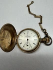 Antique Elgin G.M. Wheeler Gold Filled Pocket Watch w/Chain for parts or repair