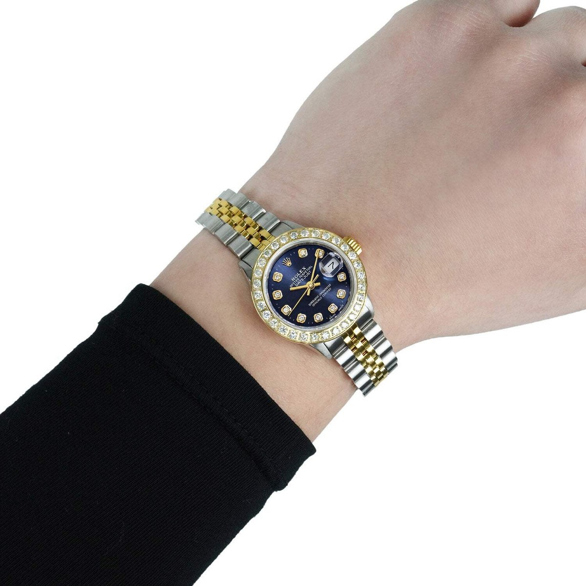 Rolex Datejust 69173 26mm Diamond Bezel Blue Dial Steel Women's