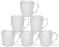 Set of 6 16Oz White Ceramic Coffee Mugs Large Porcelain Tea Cups